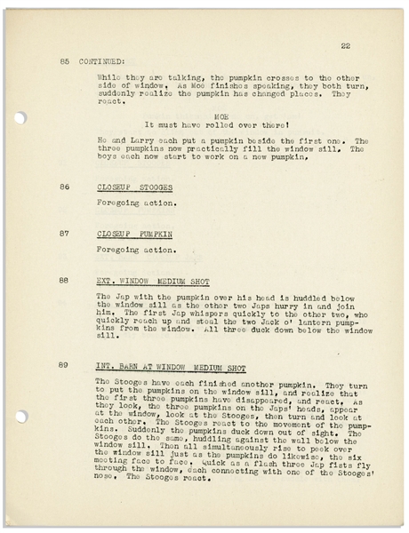 Moe Howard's Personally Owned Three Stooges' Columbia Pictures Script for Their 1944 Film, ''The Yoke's on Me''